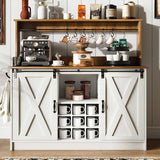 Farmhouse Coffee Bar Cabinet with Storage, 47'' Buffet Cabinet with Hutch and Sliding Barn Door