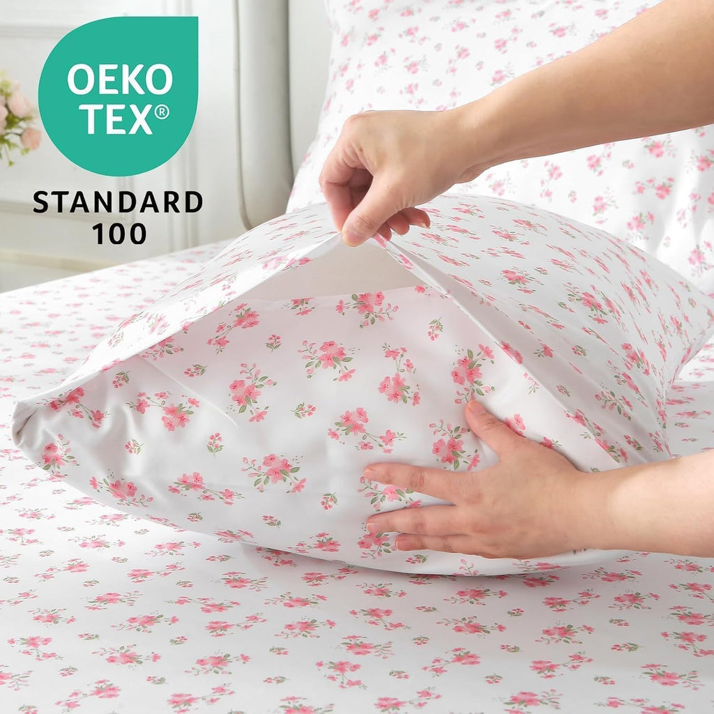 4 Piece Sheet Set, Soft Breathable Bed Sheet Set for Bedroom with Deep Pocket Up to 16", Wrinkle-Free & Cooling