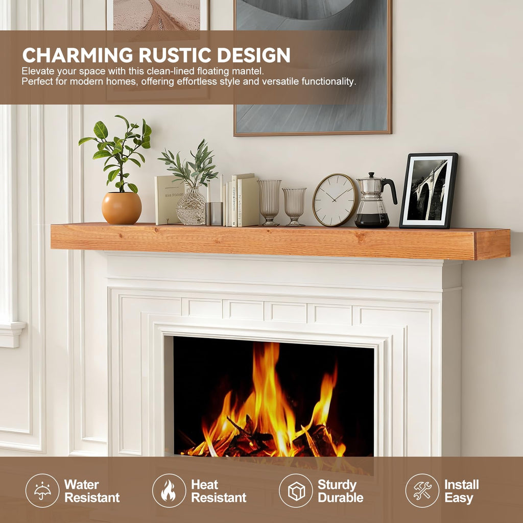Fireplace Mantel Shelves 60inch Solid Pine Wood Floating Shelf