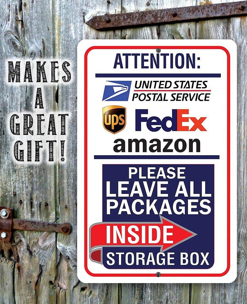 Delivery Sign for Package and Box Deliveries - Please Leave All Packages - Directional Deliveries Sign, Porch and