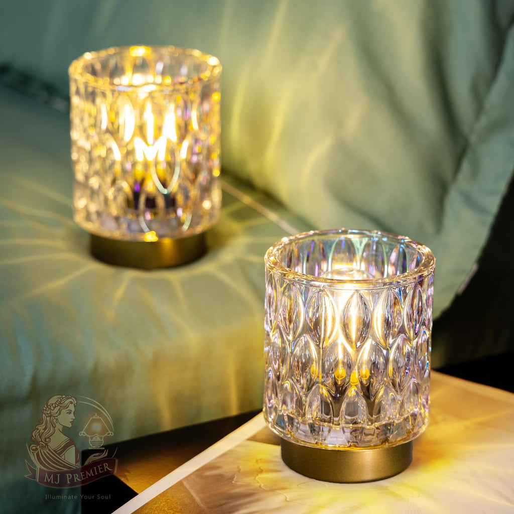 Battery Operated Table Lamp Timer, Small Cordless Lamps Decorative, 2 Pearl