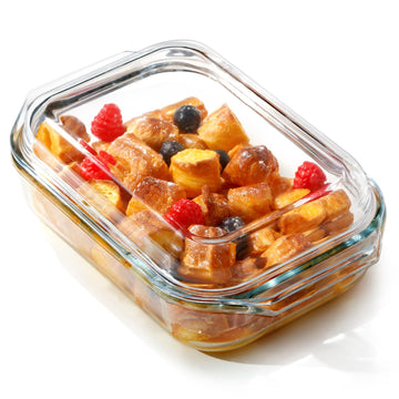 1.4QT Small Glass Casserole Dish With Lid, 8.5×6.1in Rectangular Casserole Dish for Oven