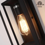14" Classic Outdoor Wall Sconce 1 Light in Matte Black Rectangular Metal Frame and Clear Glass Shade Waterproof Porch