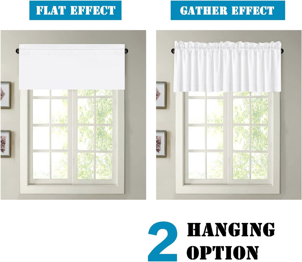 2 Panels White Valance for Windows, Natural Blackout Curtains Valances for Small Windows/Living Room/Bedroom/Bathroom