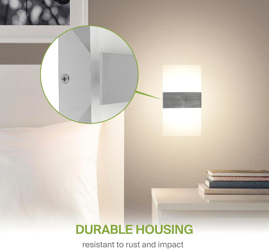 8 Inch Indoor LED Wall Sconce - 10W 2700K-5000K Dimmable Brushed Nickel Wall Sconce Lights - Modern Wall Sconces