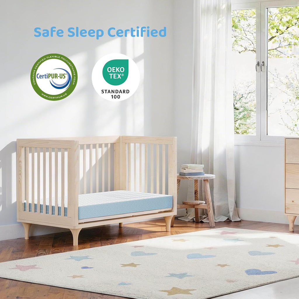 Crib Mattress Dual Sided Gel Memory Foam Toddler Mattress for Baby | 2-Stage Safe Comfort Sleep for Infant and