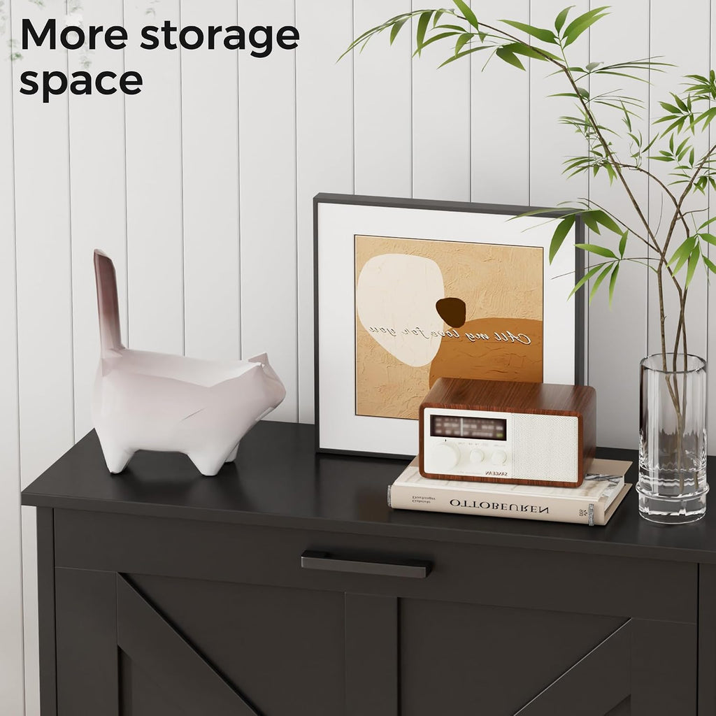 Farmhouse Shoe Cabinet with 2 Barn-Style Flip Drawers, Narrow Shoe Storage Organizer with Top Display Shelf
