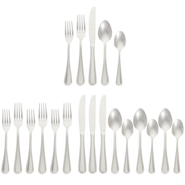 Silverware Set, Stainless Steel Flatware, Dishwasher Safe, Service for 4, 20-Piece Forks and Spoons, Crown Edge