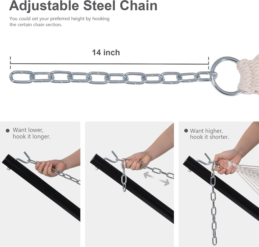 Heavy Duty Hammock with 12FT Stand, Double Hammock, Dark Gray | Large Hammock with Curved Spreader Bar, Pillow