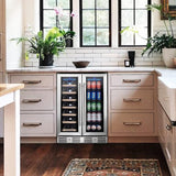 24 inch Wine Fridge Hold 21 Bottles and 75 Cans,Dual Zone Wine and Beverage Refr