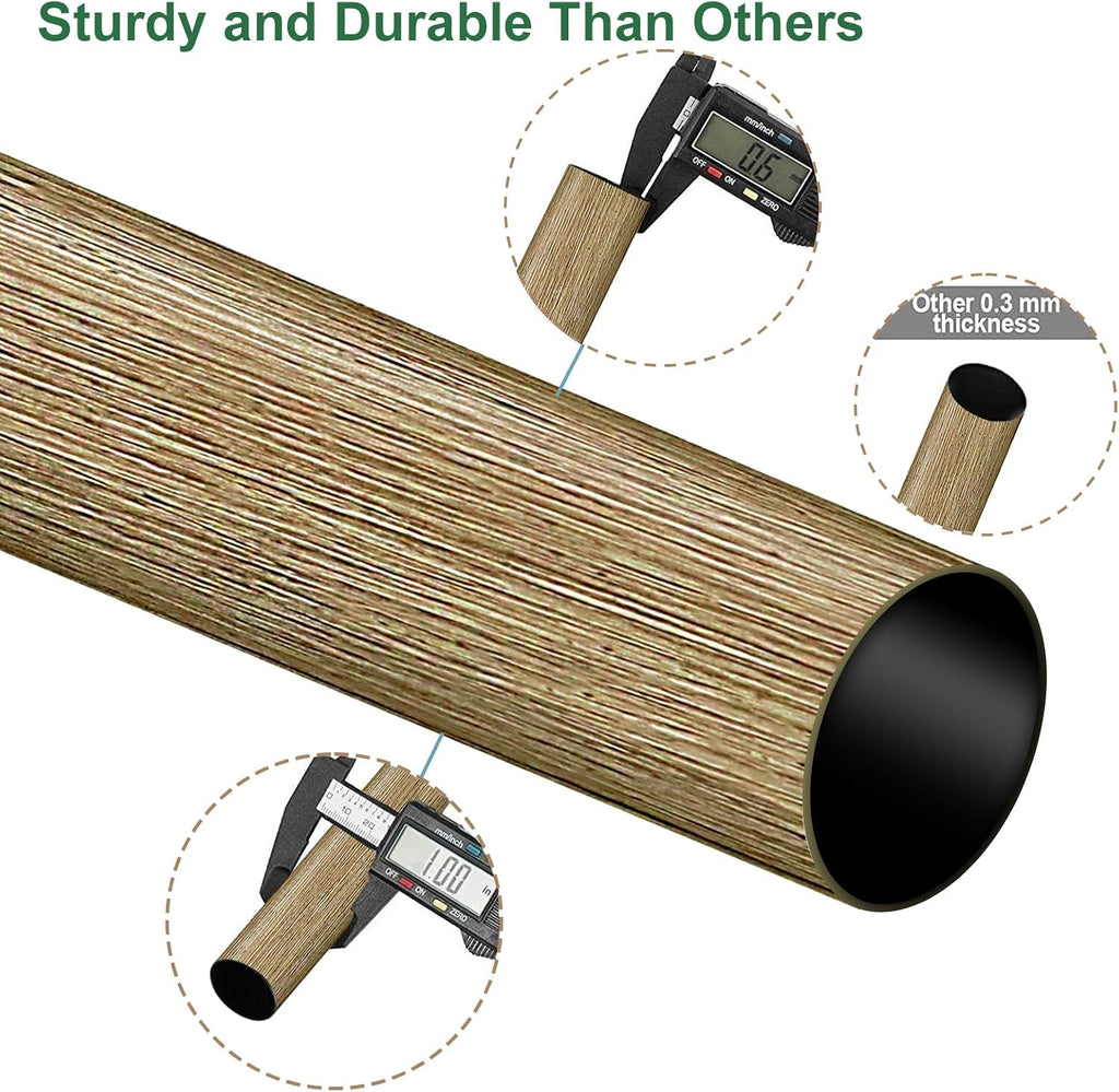 Curtain Rods for Windows 16 to 120 Inches Adjustable Length 1 Inch Diameter Window Curtain Rod with Wood Grain Leaf