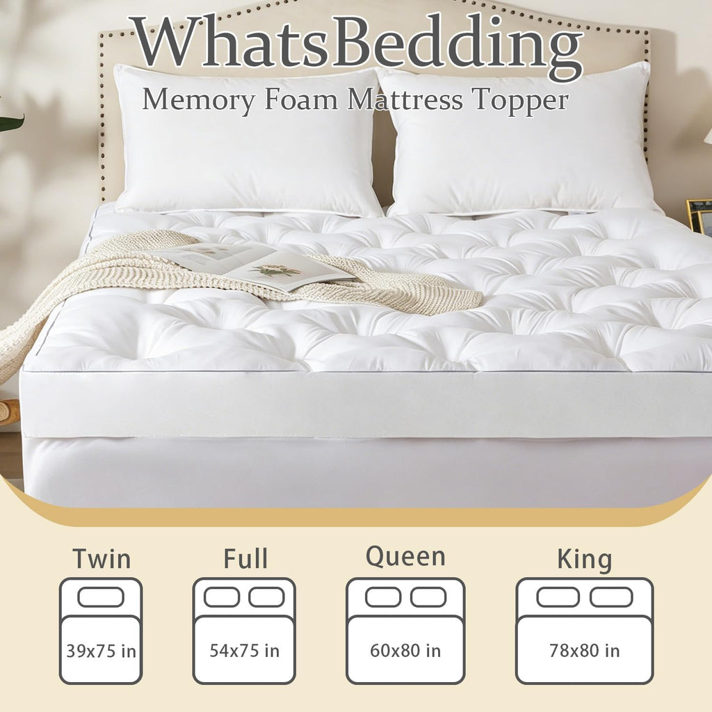 5 Inch Memory Foam Mattress Topper (Full, 54x75), Deep Pocket | 2000GSM Fluffy Shredded Memory Foam Filled, Extra