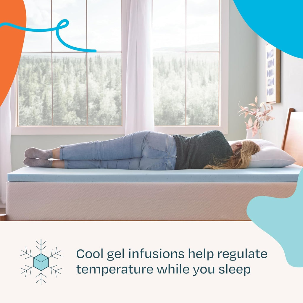 Memory Foam Mattress Topper, King - 2 Inch Gel Infused Memory Foam - Plush Feel - Cooling and Pressure Relieving