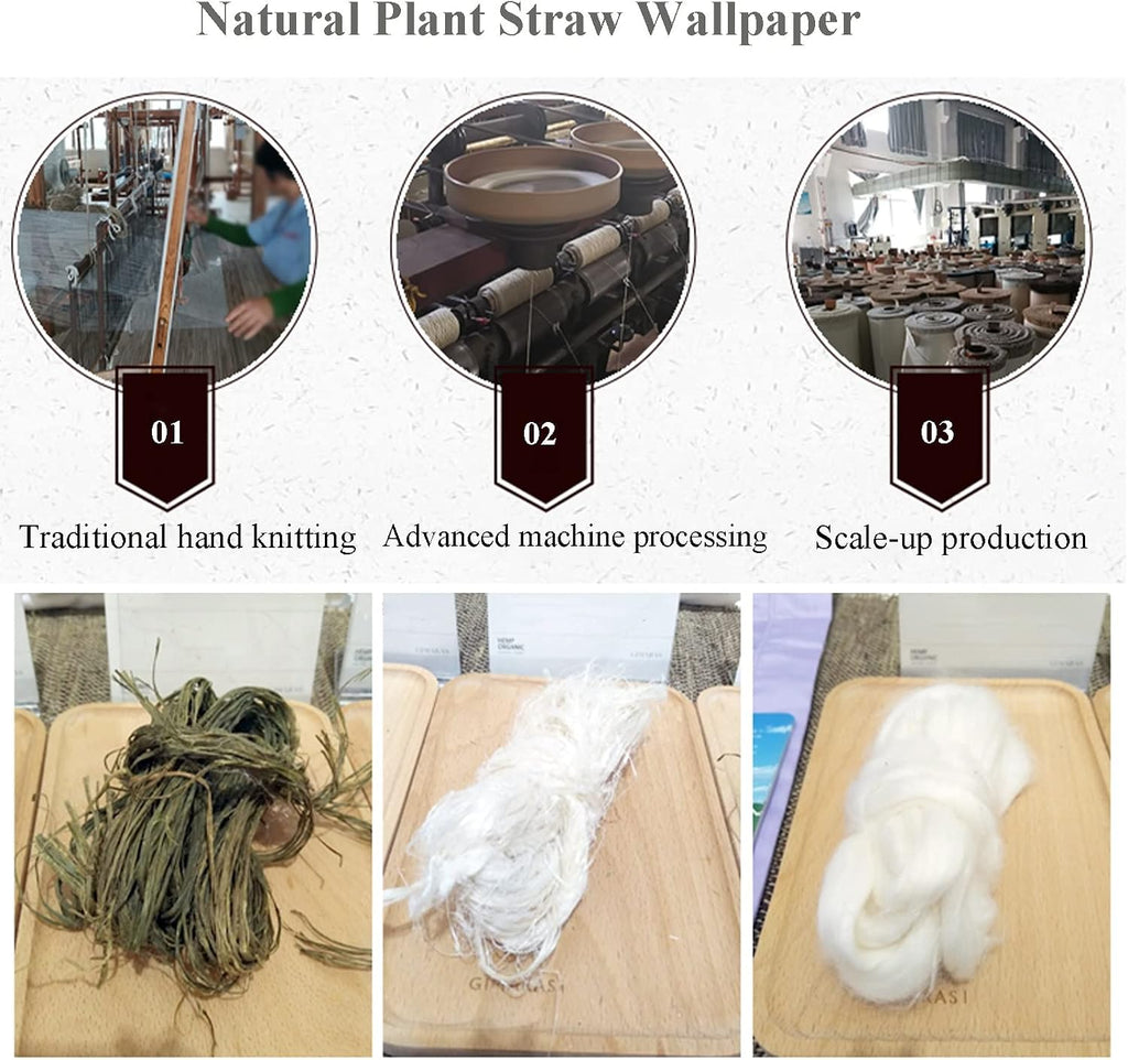 Grasscloth Wallpaper Textured Accent Wall Covering, Natural Grass Cloth Wallpaper Roll, Hand Weaved Wood Grass Paper