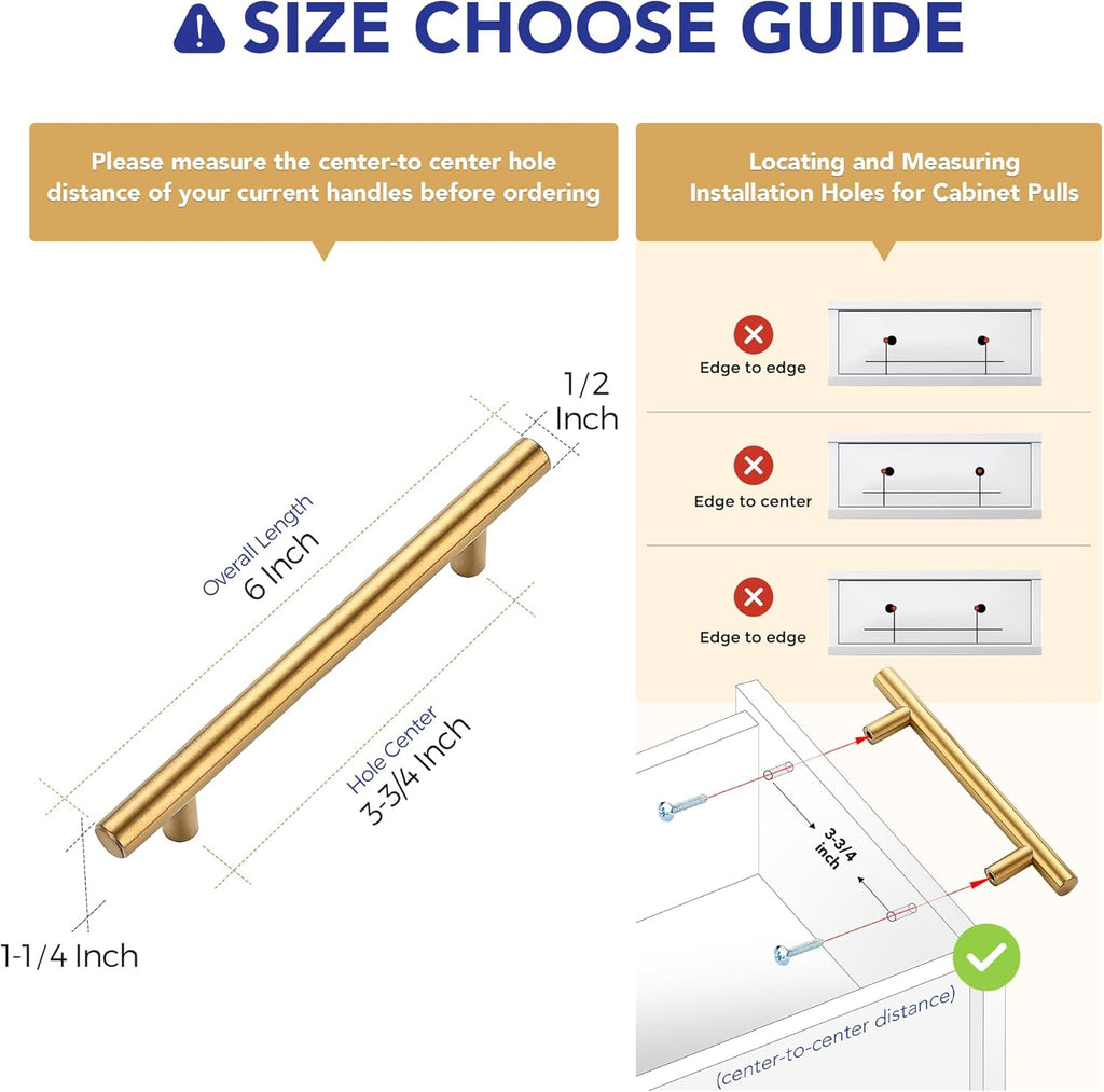 30 Pack 6 inch Cabinet Pulls Brushed Brass Stainless Steel Kitchen Drawer Pulls Cupboard Handles Cabinet Handles 3.75”