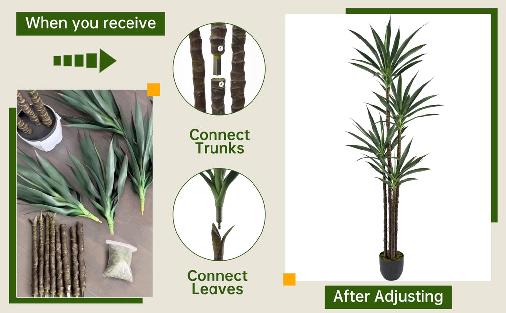 Artificial Agave Tree 6FT with 60 Leaves & 4 Trunks Yucca Plant