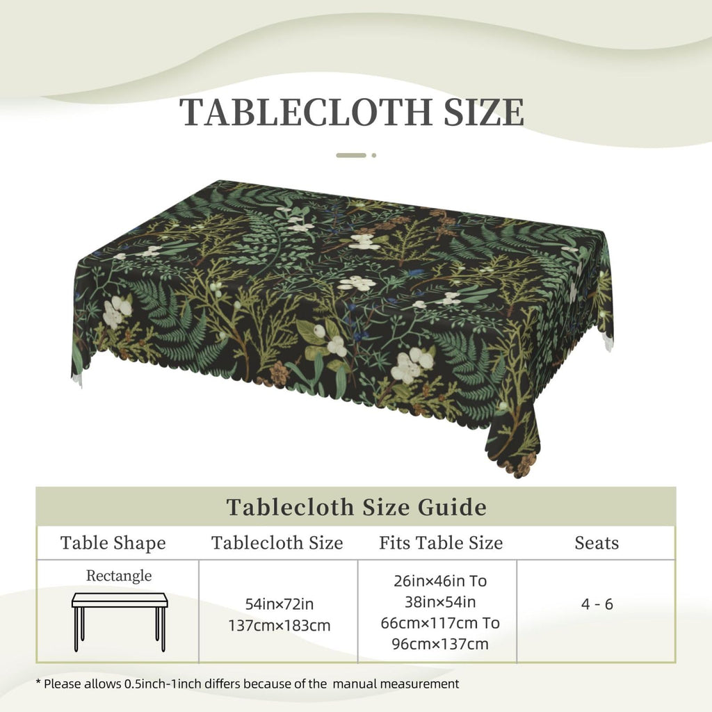 Botanical Print Rectangle Tablecloth 54 x 72 Inch