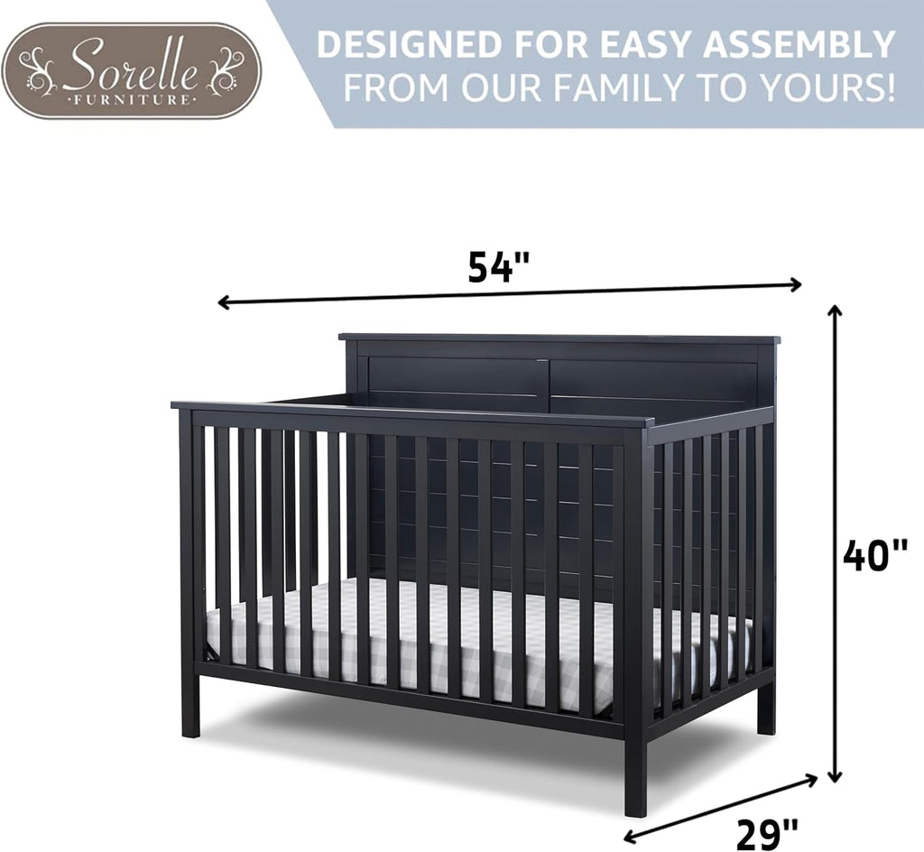 Crib, Classic 4-in-1 Convertible Pannel Crib, Baby Crib Made of Wood, Non-Toxic Finish, Wooden Baby Bed