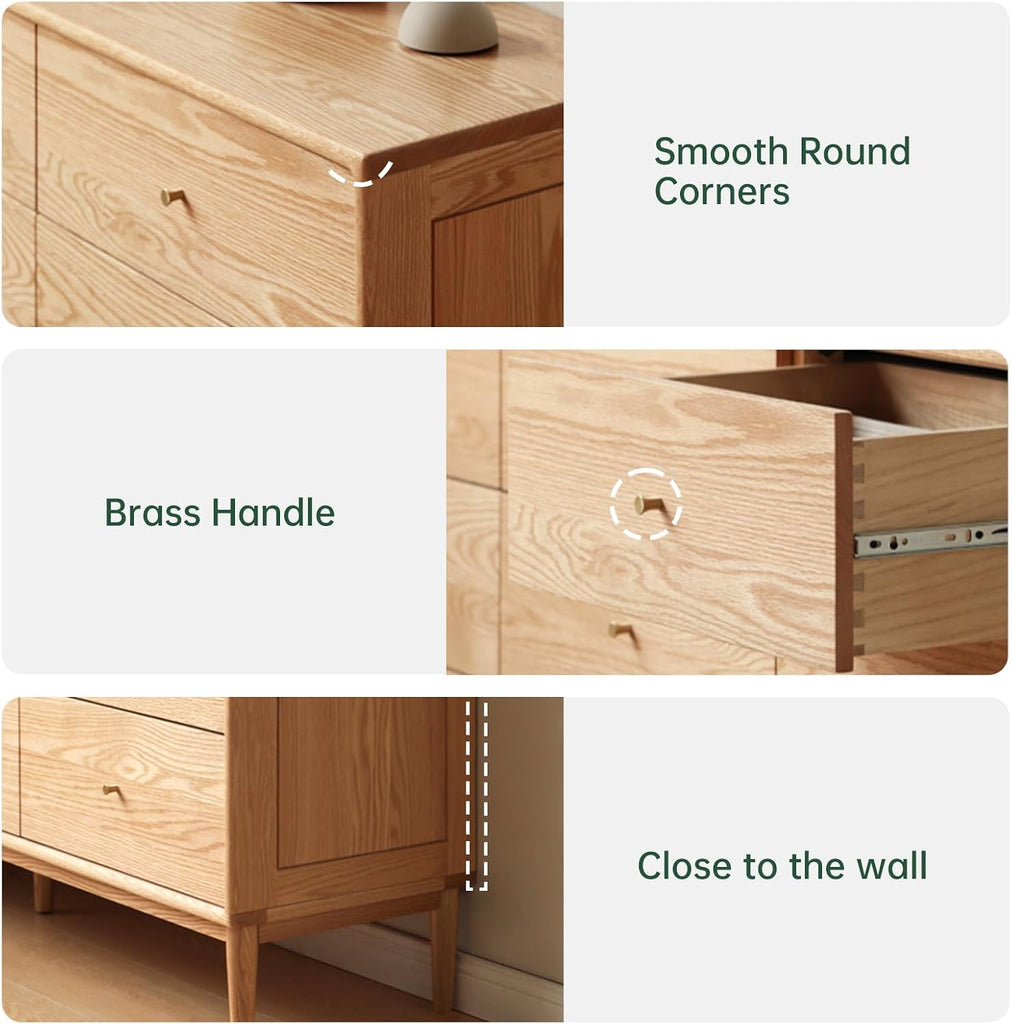 Solid Oak Wood Dresser, 5 Drawer Dresser , Solid Wood Nightstand with Drawers, Modern Chest of Drawers , Closet