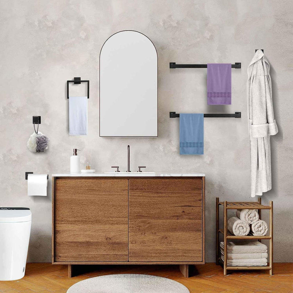 10-Piece Matte Black Bathroom Hardware Accessories Set Black Towel Bar Set Towel Holder Set Stainless Steel