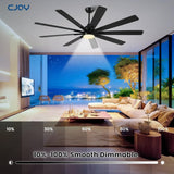 72" Ceiling Fan with LED Light and Remote - Black & Walnut