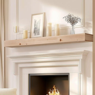 72x8x3in Solid Wood Fireplace Mantel, Unfinished DIY Color