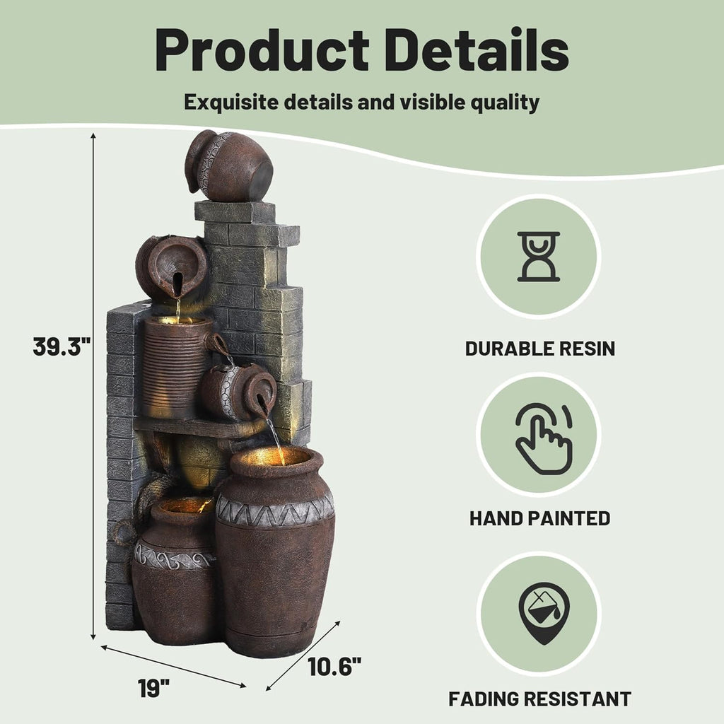 6-Tiers Garden Waterfall Fountain Outdoor