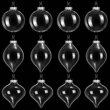Clear Glass Christmas Ball Ornaments Set 3.15" - Set of 12