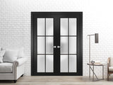 Planum 2122 | Double Swing Interior French Doors with Glass with Frosted Glass, Solid Wood, Hardware