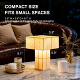 Cordless Small Table Lamp, USB-C Rechargeable Touch Dimmable Bedside Lamp with Handcrafted Fiber Shade
