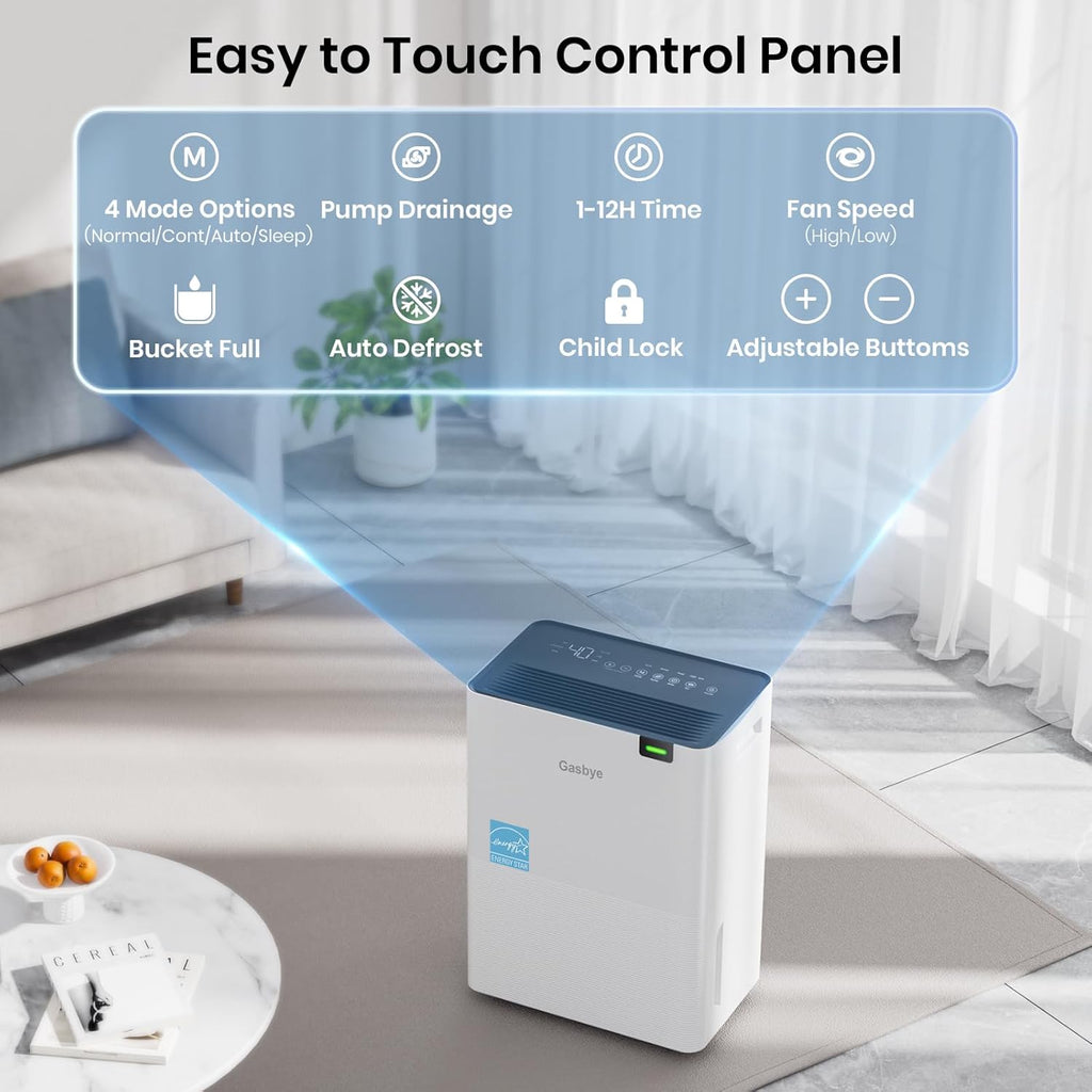 Energy Star 2026 Dehumidifier with [𝗥𝗲𝗽𝗹𝗮𝗰𝗲𝗮𝗯𝗹𝗲 Pump] for Basement - [44dB Quiet, Easy to Clean & Clog