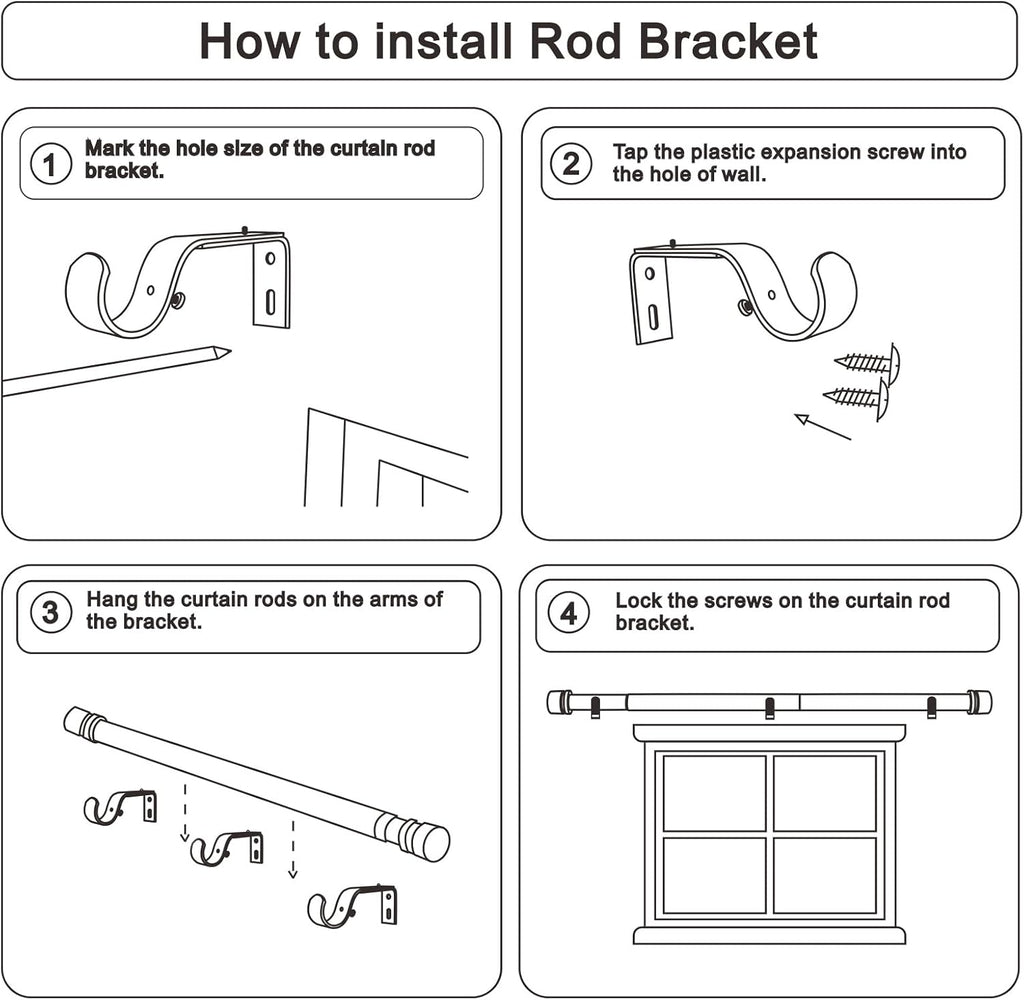 Curtain Rods for Windows 16 to 144 Inches Adjustable Length 1 Inch Diameter Window Curtain Rod with Aluminium End Cap
