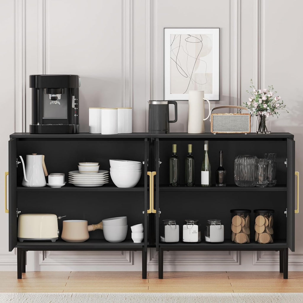 Storage Cabinet with Doors, Modern Black Accent Cabinet, Free Standing Cabinet, Wooden Buffet Sideboards