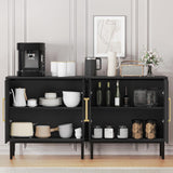 Storage Cabinet with Doors, Modern Black Accent Cabinet, Free Standing Cabinet, Wooden Buffet Sideboards