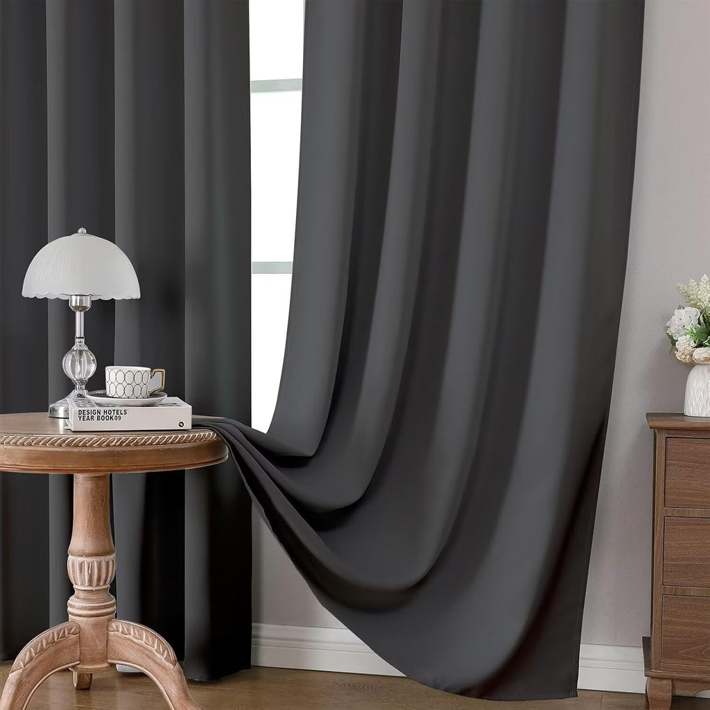 Blackout Curtains 63 Inch Length 2 Panels Set, Thermal Insulated Long Curtains& Drapes 2 Burg, Room Darkening Grommet