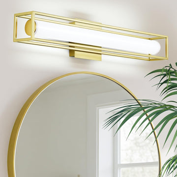 6000K Dimmable Bathroom Vanity Light, 26.2in Brushed Gold Bathroom Light Fixtures, 12W LED Bathroom Lights Over