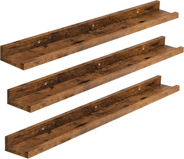 Floating Shelves, Wall Shelf Set of 3, 35.4 Inches Hanging Shelf with Raised Edge and Invisible Brackets, Decor