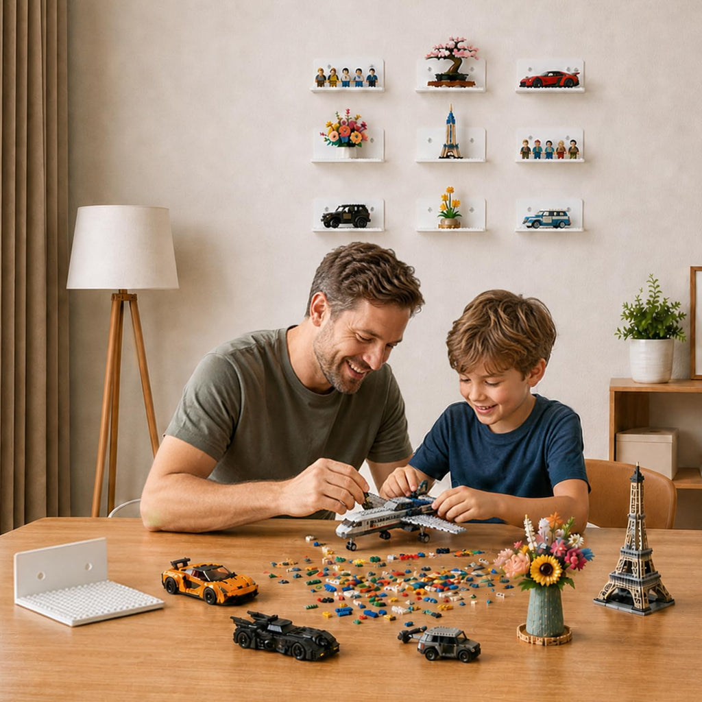 Floating Shelves for Lego Display, 9-Pack Wall Shelf No Drill