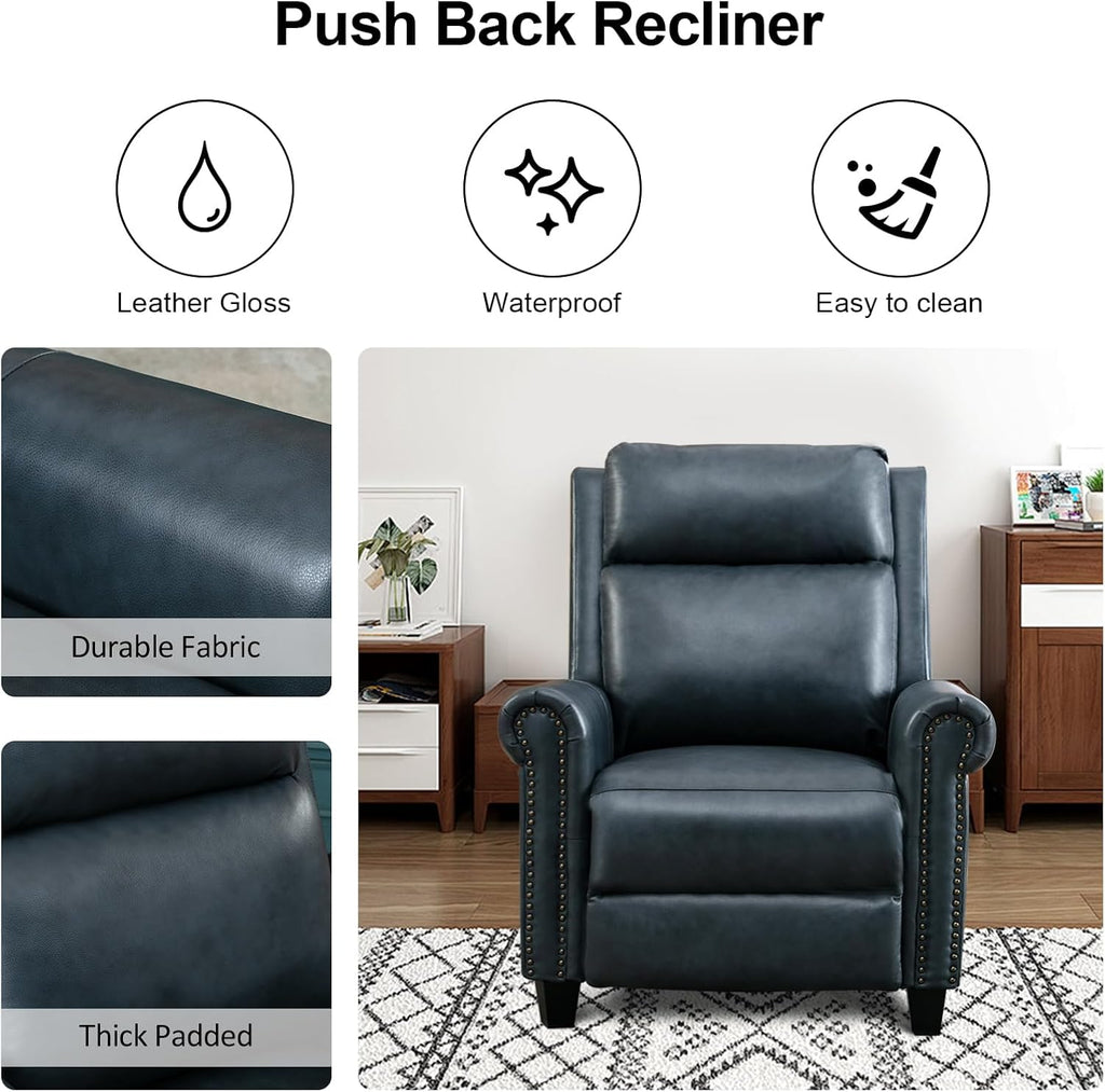 Leather Recliner Chair, Classic and Traditional Push Back Recliner Chair with Comfortable Arms and Back Bedroom