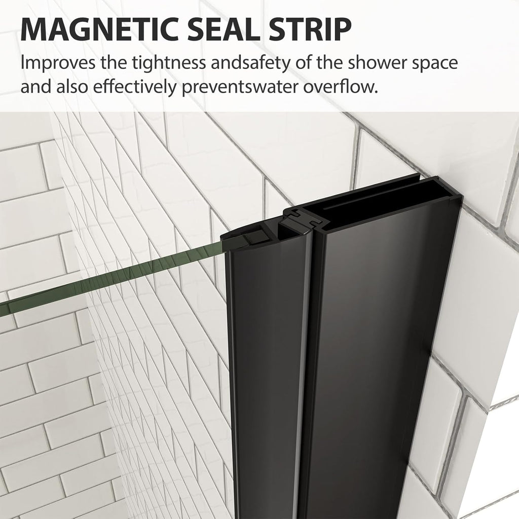 34-35.4" W x 72" H Frameless Pivot Shower Door, 1/4" (6mm) Clear SGCC Tempered Glass Shower Door