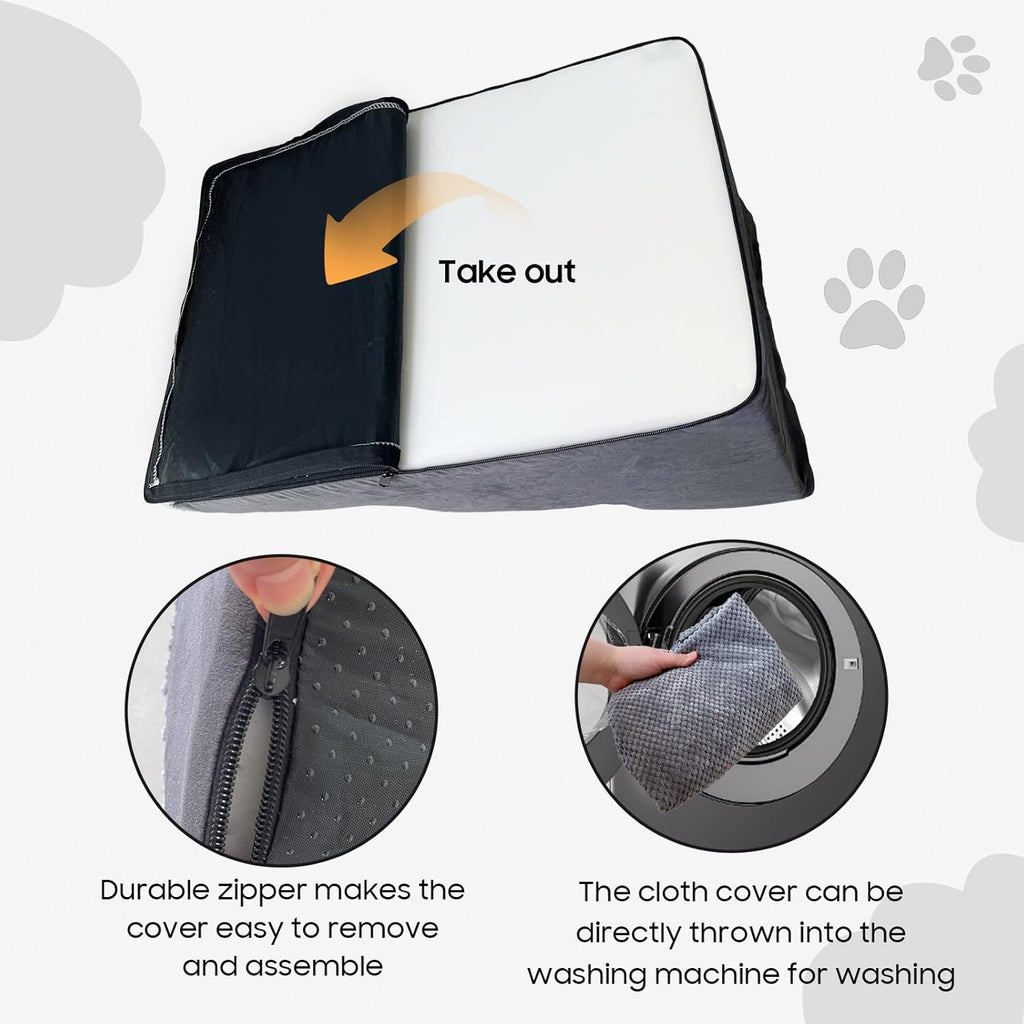 Pet Stairs for Small Dogs and Cats, Comfortable Curved Design with Waterproof Cover