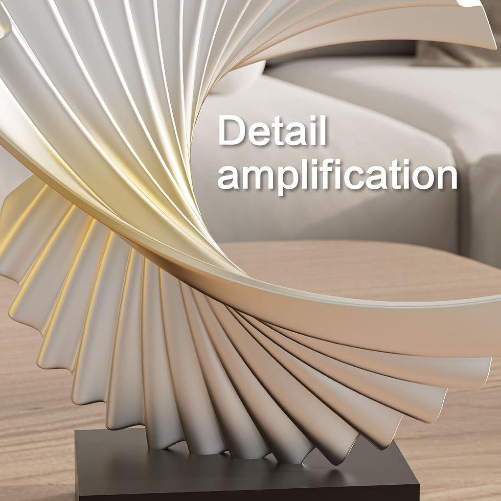 Ocean Wave Sculpture - Modern Funky Abstract Statue, Resin Wave Sea Ornament Desk Shelf Accents (Silver)