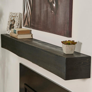 Handmade Rustic 72 Inch Fireplace Mantel Shelf, Ebony 8Dx6H