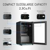 Beverage Refrigerator, 2.3 Cu.Ft, Mini Fridge with Glass Door for Soda Beer, Fre