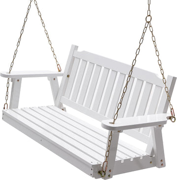 Wooden Porch Swing 2-Seater Bench Swing with Hanging Chains Heavy Duty 800 LBS for Outdoor Patio Garden Yard, Large 4