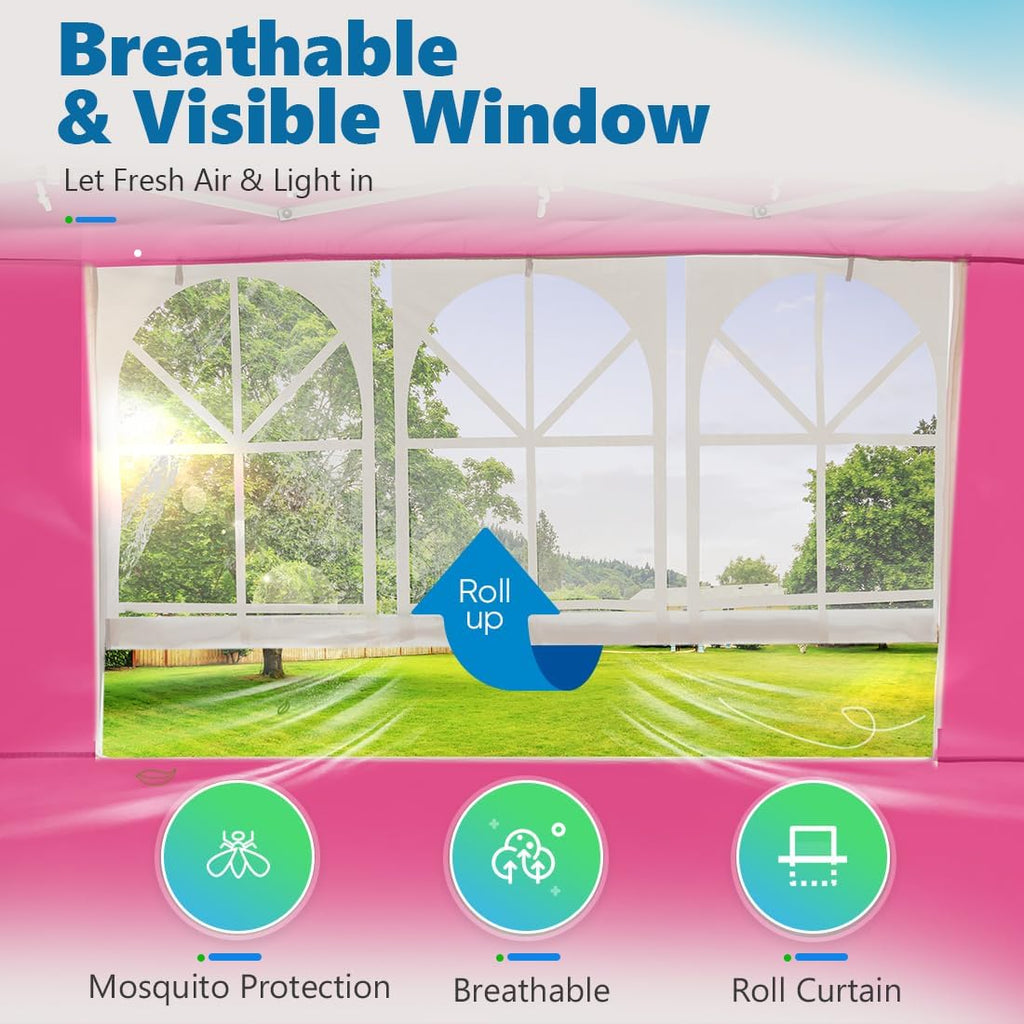 Easy Pop up Canopy Tent 10'x10' with 4 Detachable Window Sidewalls, One Person Setup