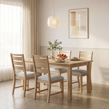 Modern Dining Chairs Set of 4, Breathable Fabric Kitchen Chairs with High-Resilience Cotton Padding, Ergonomic Solid
