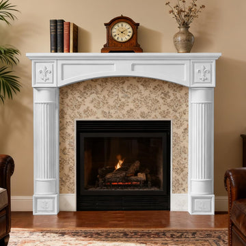 White Surround, Modern Freestanding Surround Mantel for Electric Fireplaces, Waterproof & Anti-Tipping, Grade A MDF