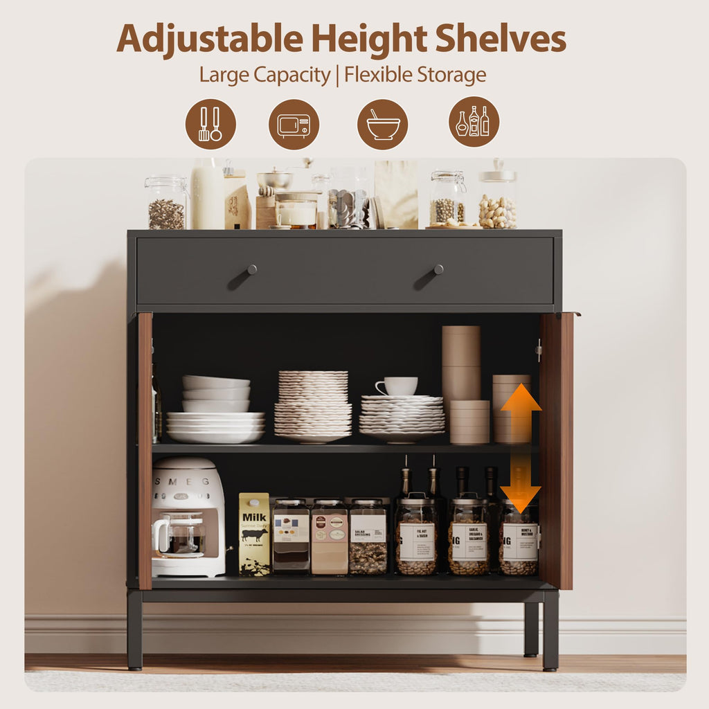 Sideboard Buffet Cabinet Storage, Modern Console Fluted Credenza