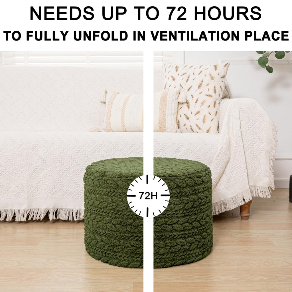 Round Pouf Ottoman Foot Stool 20x14In Ottoman Footrest for Couch Sofa Green